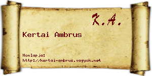 Kertai Ambrus névjegykártya